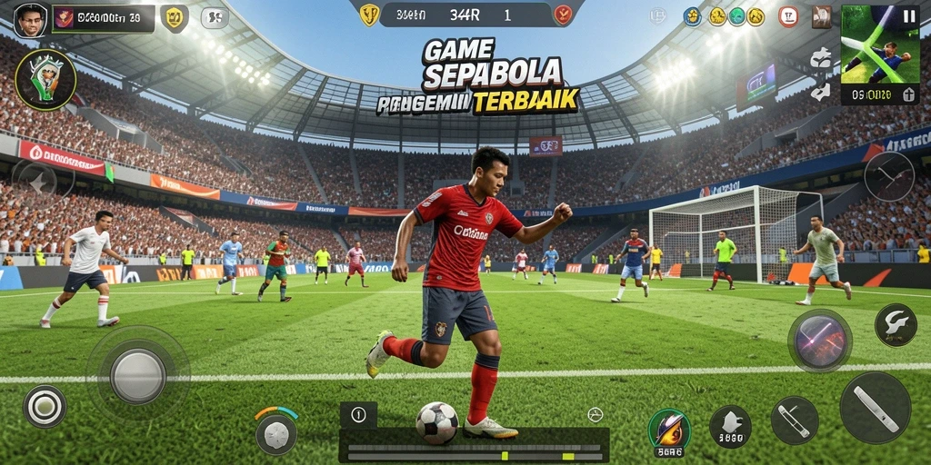Gameplay menarik dari 34R menampilkan aksi sepak bola yang intens.