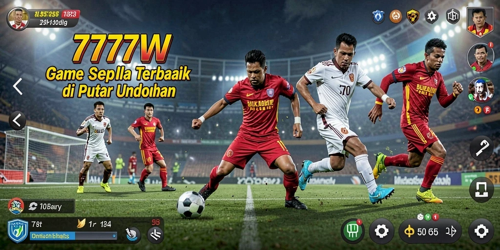 Tampilan gameplay 7777W dengan aksi sepak bola yang menegangkan.