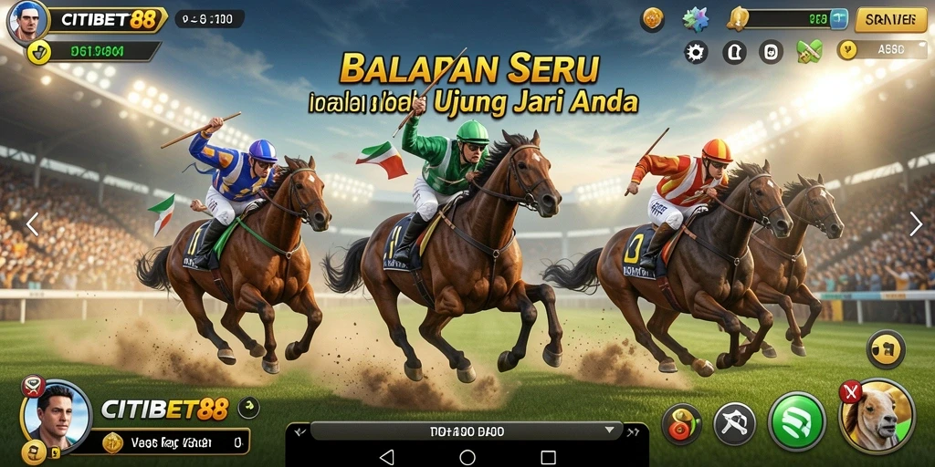 Screenshot menunjukkan aksi balapan mendebarkan di CITIBET88.