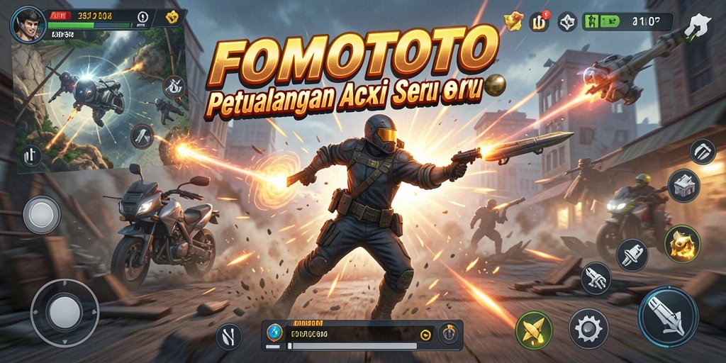 Screenshot gameplay FOMOTOTO menampilkan aksi seru dan karakter unik.