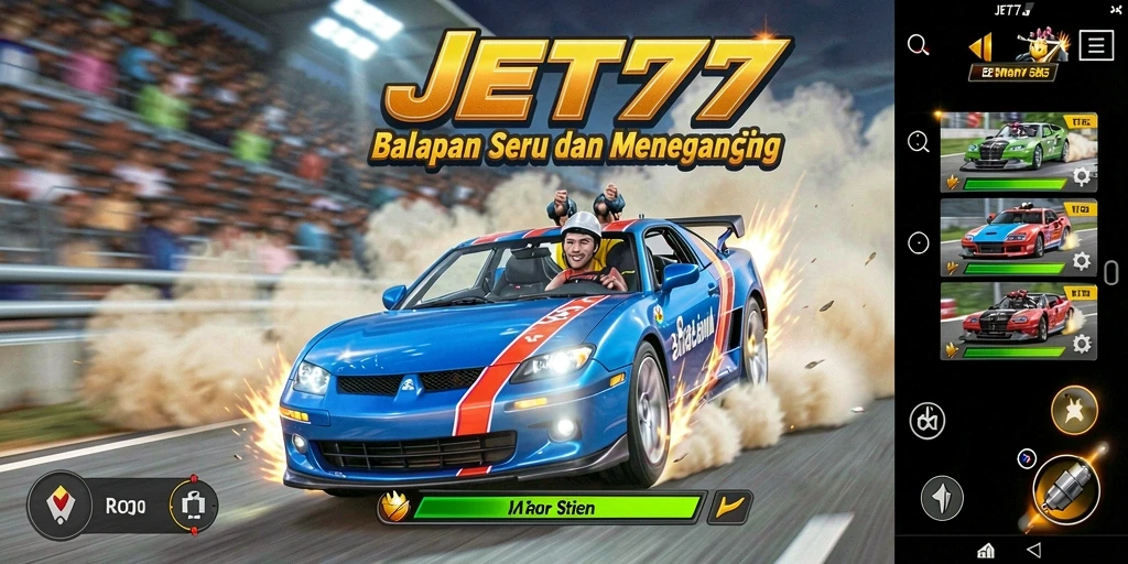Tampilan menegangkan dari gameplay balapan JET77.