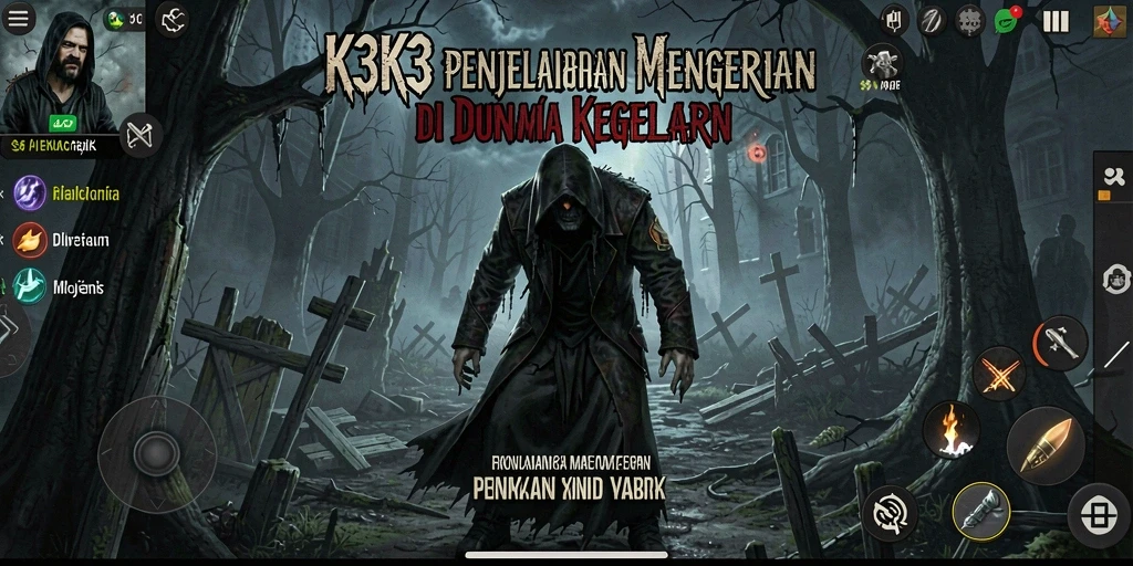Tampilan gameplay mendebarkan dengan suasana gelap K3K3.