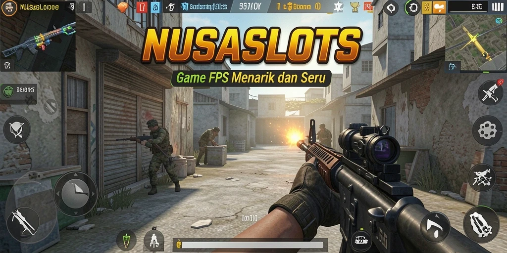 Tampilan seru gameplay NUSASLOTS dalam pertarungan FPS.