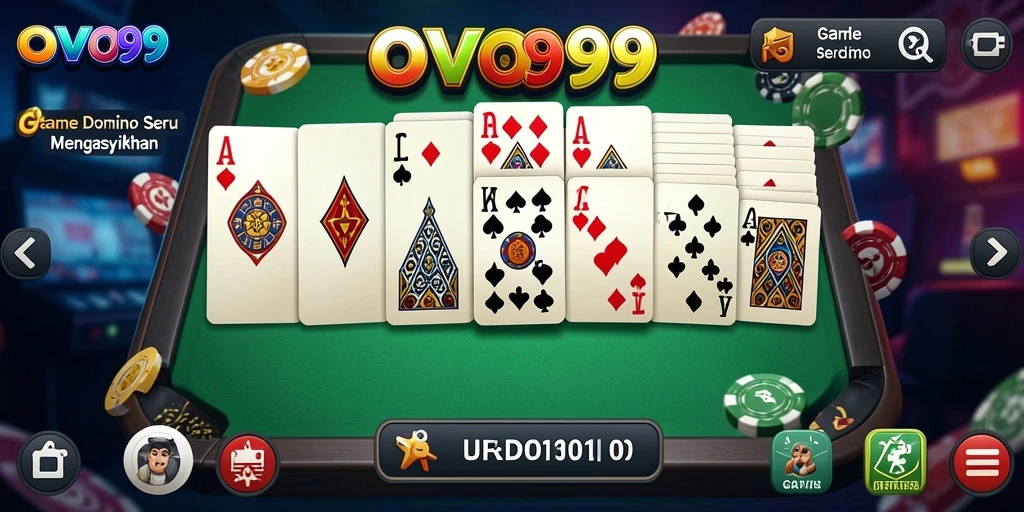 Tampilan seru gameplay OVO99 dalam permainan Domino.