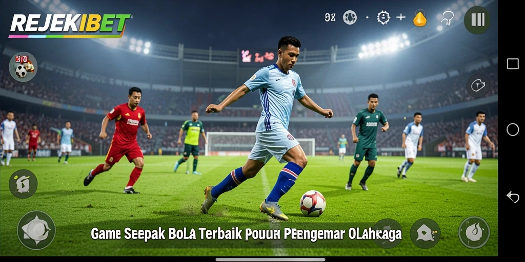 Tampilan gameplay REJEKIBET dengan aksi sepak bola yang mendebarkan.