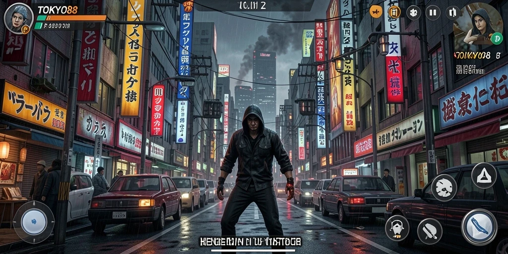 Tampilan gameplay menakutkan di Tokyo penuh kegelapan.