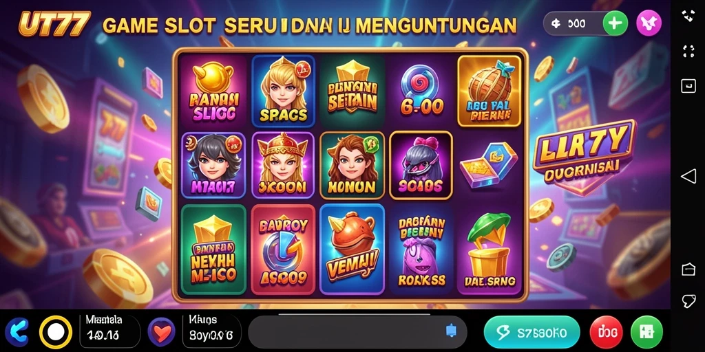 Tampilan gameplay Slot yang menegangkan dan penuh warna dari UT77.