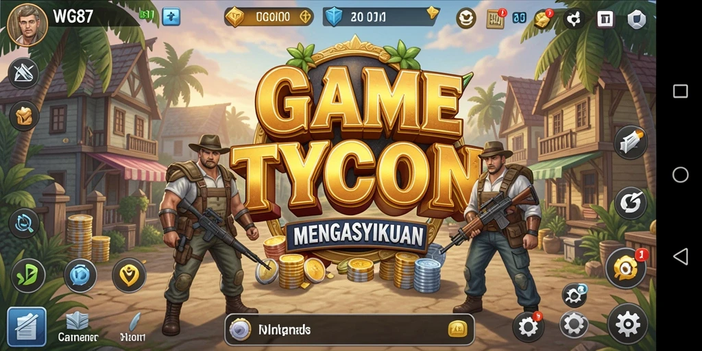 Screenshot gameplay WG87 menunjukkan keseruan membangun empire bisnis.
